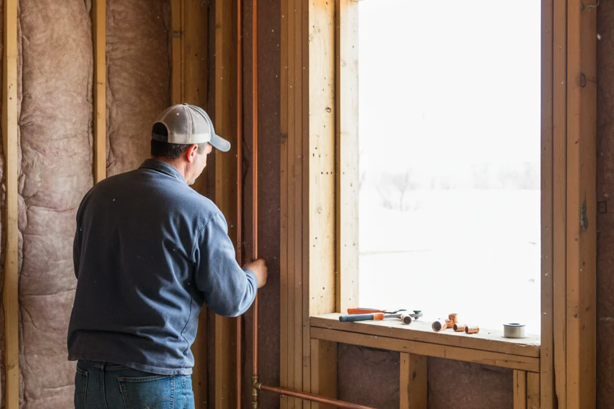 Licensed plumber running new copper supply lines in a Donahue home