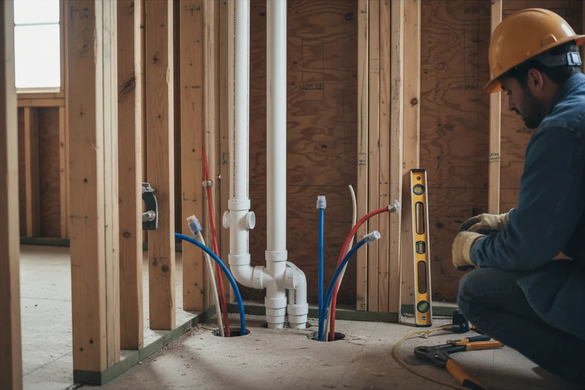Drain and supply rough-in during Leak Detection in Donahue